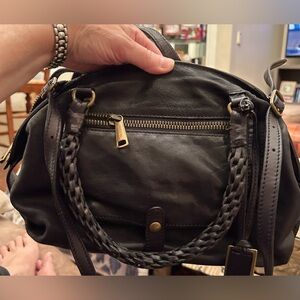 Stunning Black Shoulder Bag with Braided Strap and Slouchy Design